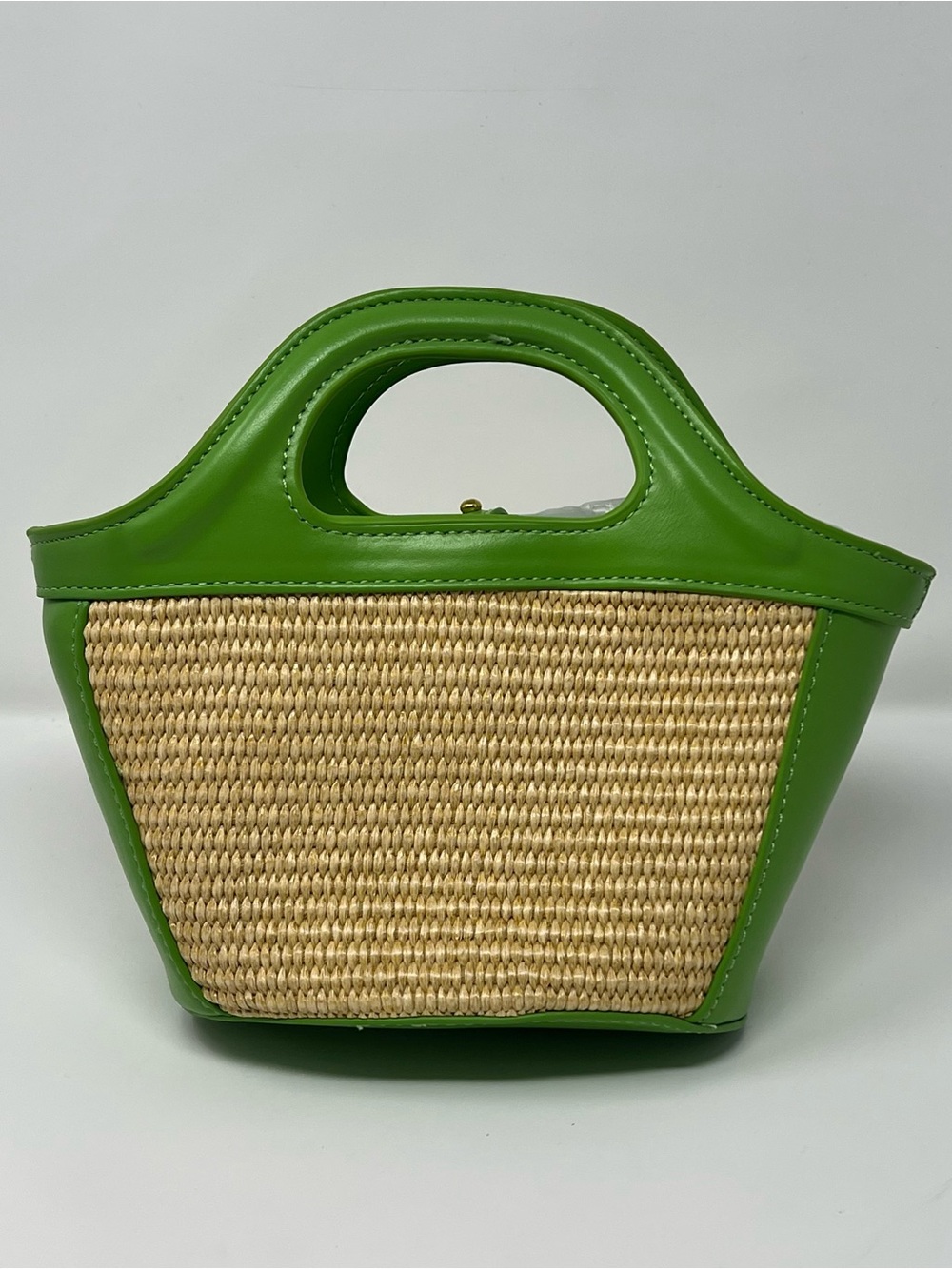Marni Tropicalia Micro Raffia Leather Top Handle Bag Green - Picture 4 of 11